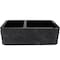 Novatto Reversible 60/40 Double Bowl Kitchen Sink in Black Granite with Natural Chiseled Apron NKS-DBNAN - alternate 5
